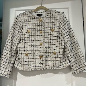 Ann Taylor Cream and Black Tweed Jacket